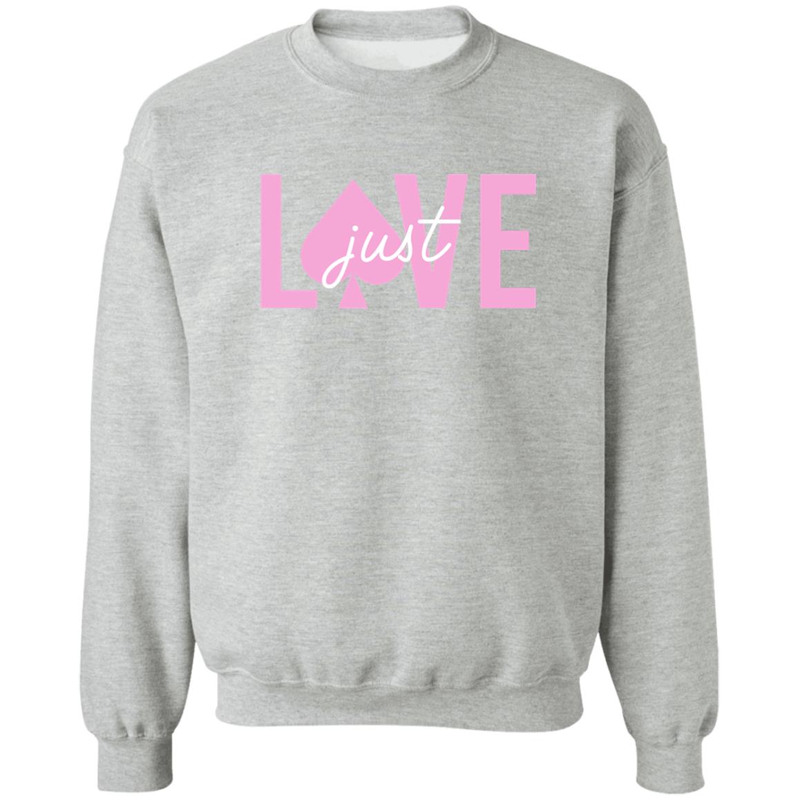 Ace Family Merch Gray Just Love Crewneck Sweatshirt Ace Family Merch Gray Just Love Crewneck Sweatshirt