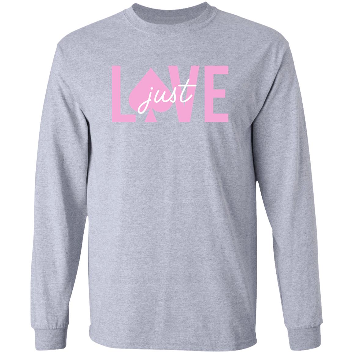 Ace Family Merch Gray Just Love Crewneck Sweatshirt Ace Family Merch Gray Just Love Crewneck Sweatshirt